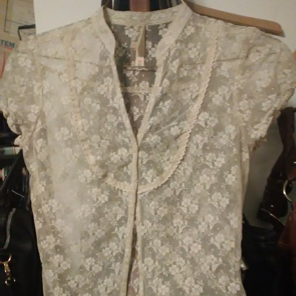 Lace button up shirt